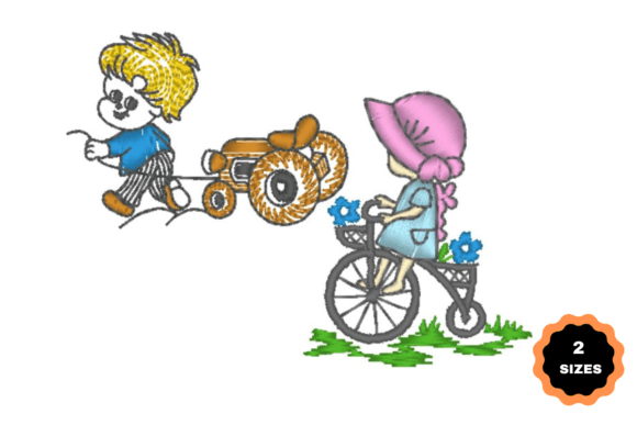 Boy and Girl Playing Embroidery Review