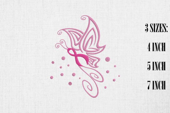 Breast Cancer Awareness Month Butterfly Embroidery
