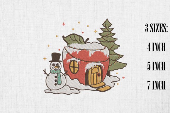 Cute Apple House and Snowman Christmas Embroidery Review