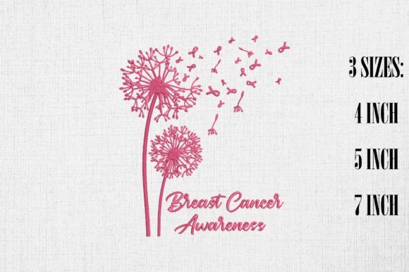 Dandelion Breast Cancer Awareness Embroidery