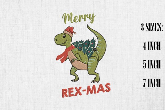 Merry Rex-mas Cute Dinosaur Christmas Embroidery Review