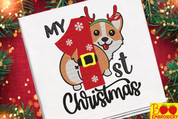 My 1st Christmas and Funny Corgi Embroidery Review