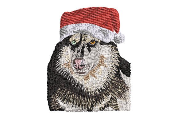 Siberian Husky in Santa Hat Embroidery Review